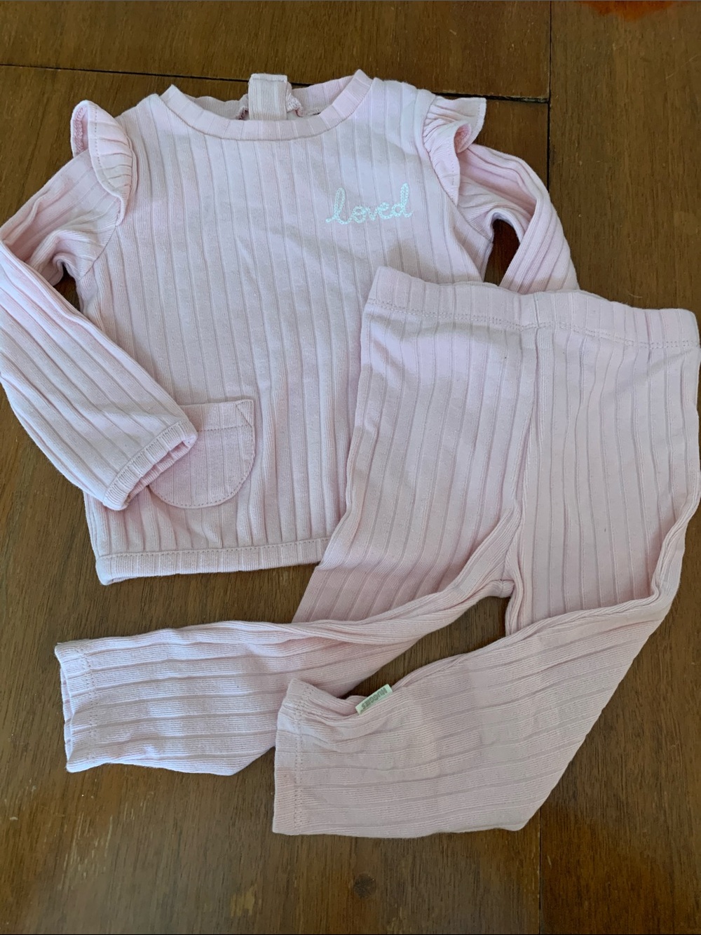 🫐3/$30 Huggies Organic Ribbed Pink Matching Set size 12m